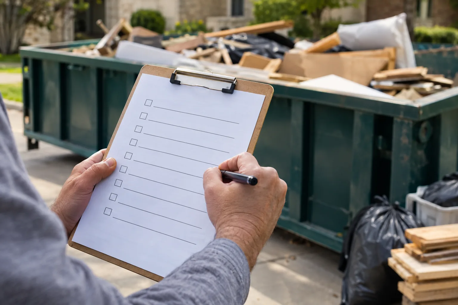 Organizing a Georgetown Neighborhood Cleanup Around One Roll-Off Dumpster checklist infographic for Georgetown
