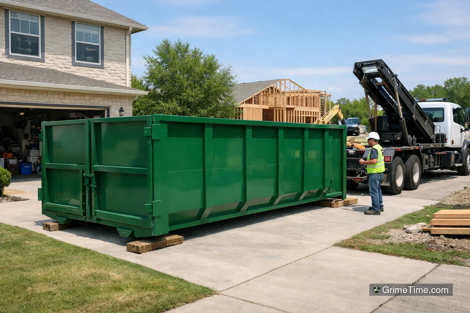 Proper roll-off dumpster placement for delivery and pickup