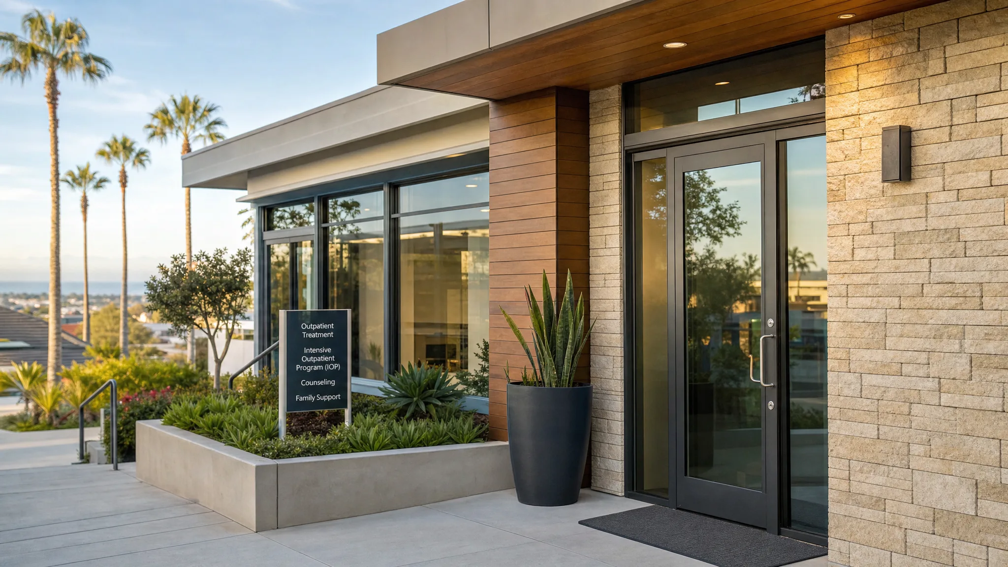 Adult arriving for an outpatient recovery appointment in Orange County