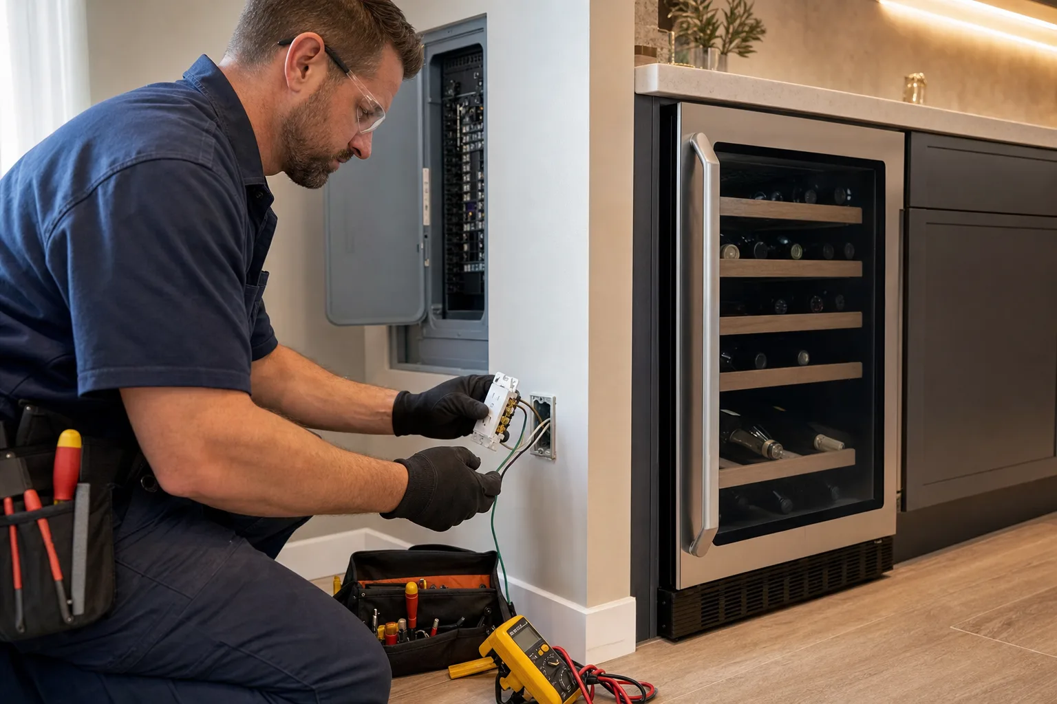 Can a Cocoa Beach Home Add a Dedicated Circuit for a Wine Cooler or Beverage Refrigerator? checklist infographic for Cocoa Beach