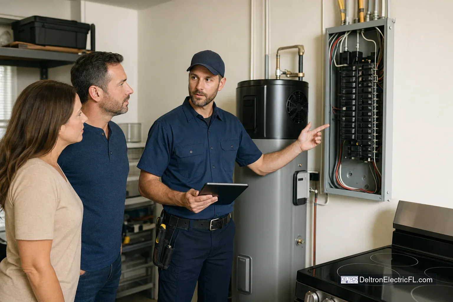 Can a Deltona Home Add a Heat Pump Water Heater or Induction Range Without a Full Panel Replacement? checklist infographic for Deltona