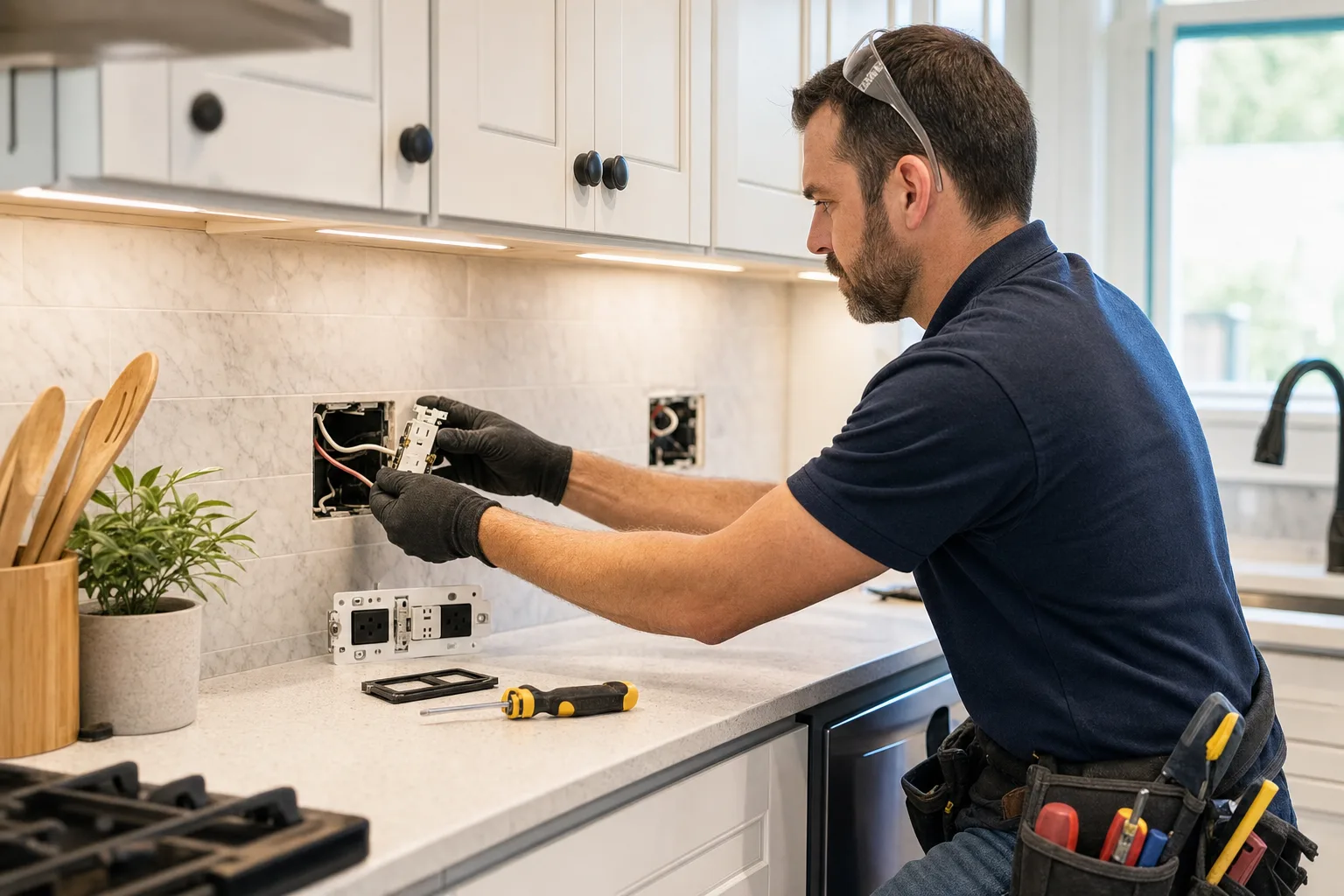 Kitchen remodel electrical planning checklist for outlets, switches, appliances, and inspections